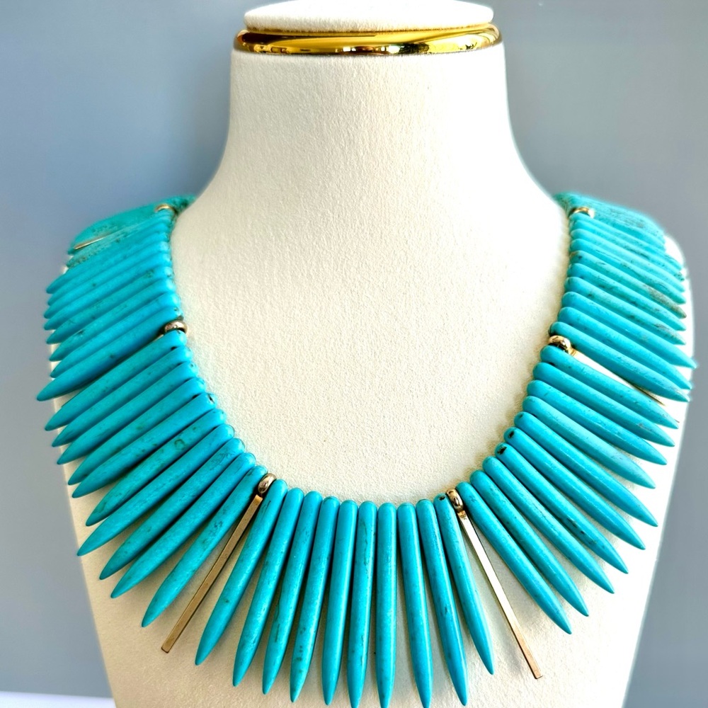 NEW Turquoise Howlite Spike Necklace - one of a kind
